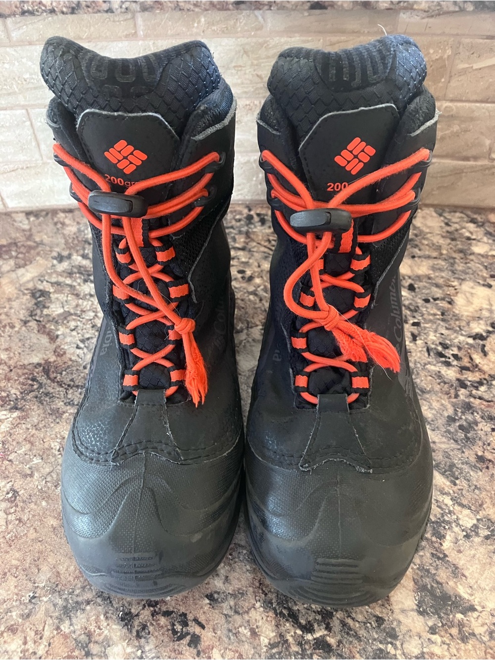 Columbia Kids' Black Waterproof Winter Boots with Orange Laces